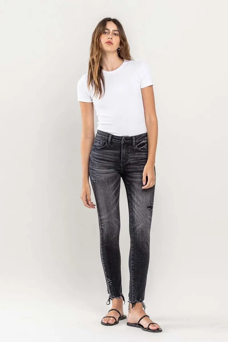 Lovervet Raw Hem Cropped Skinny Jeans for Stylish Outfits - Love Salve